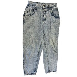 Vintage 80s 90s Lee Acid Stone Wash High Waist Tapered Mom Jeans Sz 18 (34x30)